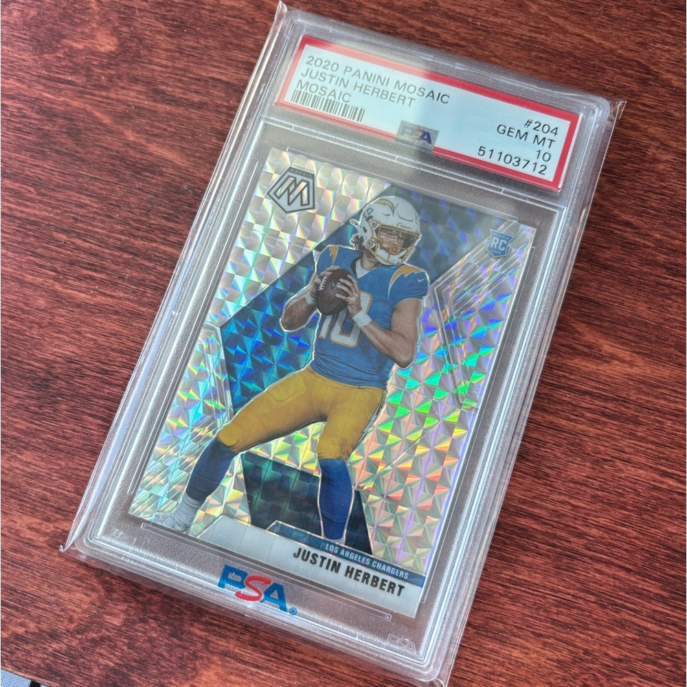 PSA 10 JUSTIN HERBERT MOSAIC 2020 PANINI ROOKIE CARD FOOTBALL SLAB CHARGERS
